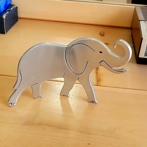 Metal Curved Elephant Decorative Piece - Picture 1 of 4